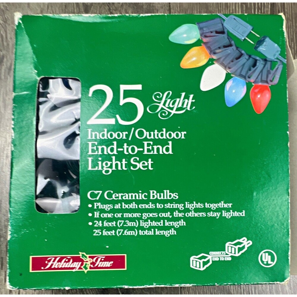 Holiday Time 25-Light C7 Ceramic Multicolor String Lights End-to-End 25 ft